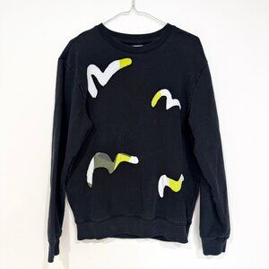 Evisu Mens Terry Cotton Pullover Sweatshirt Size M Black